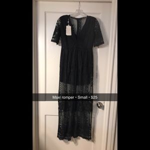 Black lace maxi romper